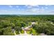 Aerial shot showcasing a single-Gathering home nestled in a serene wooded neighborhood, featuring a pool at 316 Amanda Ln, Leesburg, FL 34748