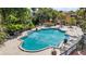 The swimming pool and spa are surrounded by lush landscaping at 3997 Versailles Dr # 3997F, Orlando, FL 32808
