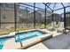 A relaxing screened-in hot tub and patio offer backyard privacy and seating at 4367 Rhyme St, Kissimmee, FL 34746