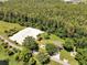 Aerial view of a sand volleyball court with nearby pavilion and lush greenery at 9997 Town Lake Dr, Orlando, FL 32832
