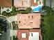 Aerial view of a home with a red tile roof, brick patio, and pool in a beautiful community at 1769 Turnberry Ter, Orlando, FL 32804