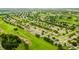 Wide aerial view of a residential community, featuring homes, golf courses, and green spaces at 2173 Caledonian St, Clermont, FL 34711