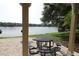 Picnic table with lake view in a serene outdoor space, perfect for relaxation at 1019 S Hiawassee Rd # 3811, Orlando, FL 32835