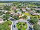 Aerial view of a residential neighborhood showcasing well-maintained homes, lush greenery, and cul-de-sac at 12347 Ne 52Nd Loop, Oxford, FL 34484