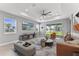 Bright living room with large windows, modern furniture, and neutral color palette at 19105 Planetree St, Orlando, FL 32827