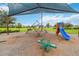 Community playground with slide, see-saw, climbing dome, and sunshade on a beautiful day at 2066 Cresswell St, Ocoee, FL 34761