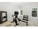 Home gym featuring a rower, exercise bike, weight rack, chandelier, and natural light at 2890 Wild Ginger Ct, Winter Park, FL 32792