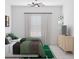 The room features twin beds, soccer-themed decor, a ceiling fan, and a dresser, creating a sporty and functional space at 5381 Sw 128Th Street Rd, Ocala, FL 34473