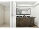 Bathroom boasts granite counters, framed mirror, and walk-in shower at 161 Peacock, Altamonte Springs, FL 32701