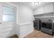 Clean laundry area with modern washer and dryer, plus white storage drawers and cabinet at 223 Royal Oaks Cir, Longwood, FL 32779