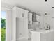 Modern kitchen featuring stainless steel appliances, island with counter seating and marble floors at 2446 Greenway, Sanford, FL 32771