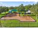 This community playground features multiple play structures, swings, and benches amidst a scenic landscape at 337 Meadow Pointe Dr, Haines City, FL 33844