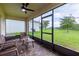 Relaxing screened lanai featuring comfortable seating and views of the lush backyard at 565 Ogelthorpe Dr, Davenport, FL 33897