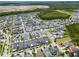 Overhead perspective of a residential community displaying rooftops, street patterns, and surrounding greenery at 8427 Modiano St, Orlando, FL 32827