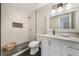 Elegant bathroom features a walk-in shower with a bench and a modern vanity at 102 Linda Ln, Lake Mary, FL 32746