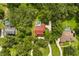 Overhead view of a private estate featuring a large home, serene pool, and mature trees providing ample shade at 1815 Big Oak Ln, Kissimmee, FL 34746