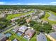 Aerial view showcases homes with backyard pools amid a scenic, landscaped suburban neighborhood at 2705 Grand Harbour Ct, Kissimmee, FL 34747
