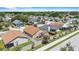 Aerial view of the neighborhood displaying a home with a patio and fenced backyard at 2980 Cool Breeze Cir, St Cloud, FL 34769
