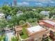 Drone shot showcasing a home with multiple rooftop patios with city views beyond lush surrounding greenery at 337 Cathcart Ave # 6, Orlando, FL 32803