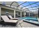Enclosed pool and spa with lounge chairs for relaxing and enjoying the Florida sun at 4185 Paragraph Dr, Kissimmee, FL 34746