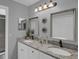 Bright bathroom featuring double sinks, granite countertops, and modern fixtures at 503 Portland Cir, Apopka, FL 32703