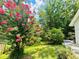Lush backyard garden with flowering trees, mature landscaping, and a well-maintained lawn at 660 Neile Ct, Oviedo, FL 32765