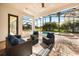 Inviting covered patio overlooking a sparkling pool and spa with comfortable seating and lush landscaping at 7733 Pointe Venezia Dr, Orlando, FL 32836
