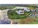 Aerial view of community clubhouse, pool, and pond with walking path and pier at 8113 Key West Dove St, Winter Garden, FL 34787