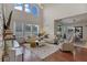 The expansive living room boasts high ceilings, natural light, hardwood floors, and modern furnishings at 9025 Horizon Pointe Trl, Windermere, FL 34786