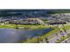 Community aerial view with a pond, showcasing the neighborhood layout and nearby amenities at 9115 Longship Aly, Orlando, FL 32832