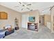Bedroom featuring carpet flooring, ceiling fan, closet, and neutral walls at 1039 Eagles Forrest Dr, Apopka, FL 32712
