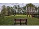 Community dog park with tall palms, bench seating, green grass, and a fire hydrant at 12821 Harvest Rain Ave, Winter Garden, FL 34787