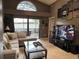 Bright living room with a high ceiling, comfortable seating, and direct access to the outdoor patio area at 2061 Piedmont Park Blvd, Apopka, FL 32703