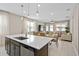Open-concept living space with kitchen island, dining area, and lots of natural light at 3990 Bannock Ave, Tavares, FL 32778
