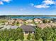 An aerial view of a neighborhood featuring beautiful houses by a serene lake on a sunny day at 4940 Tennessee Lake Dr, Auburndale, FL 33823