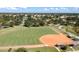 Aerial view of a well-maintained baseball field in a residential area, perfect for sports enthusiasts at 561 Vineyard Way, Poinciana, FL 34759