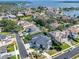 Aerial view of houses in a lakeside residential neighborhood, showcasing beautiful lake views and manicured yards at 5708 Emerington Cres, Orlando, FL 32819