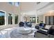 Airy foyer with high ceilings, statement artwork, modern seating, and large windows at 5708 Emerington Cres, Orlando, FL 32819