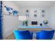 Stylish home office featuring blue decor, a modern desk, and bright natural light at 7206 Nottingham Reel Ct, St Cloud, FL 34773