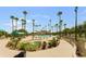 Palm trees and lush greenery surrounding a luxurious community pool with a hot tub at 1097 Harmony Ln, Clermont, FL 34711
