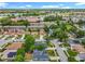 An aerial view of a neighborhood featuring single-Gathering homes, townhouses, and lush landscaping under a bright, cloudy sky at 1131 Tyler Lake Cir, Orlando, FL 32839