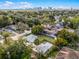 Aerial view showing a lovely home featuring a manicured yard, detached garage, and lush neighborhood setting at 1911 Canton St, Orlando, FL 32803
