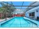 The backyard features a sparkling pool, surrounded by a screened enclosure and a patio for outdoor relaxation at 235 Hidden Springs Cir, Kissimmee, FL 34743