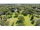 Aerial shot of the a community green space shaded by mature trees and featuring a swimming pool at 2613 Breezy Meadow Rd, Apopka, FL 32712