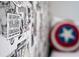 A close up shot of the Captain America themed room showcasing detailed wallpaper at 4974 Windermere Ave, Kissimmee, FL 34746