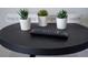 Close-up of decorative succulents and remote on a round table at 4974 Windermere Ave, Kissimmee, FL 34746