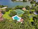Aerial view of a community pool, tennis courts, and serene lake surrounded by lush landscaping at 641 Maple Oak Cir # 101, Altamonte Springs, FL 32701