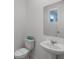 Cozy half-bath featuring a pedestal sink and toilet; it's simple, clean and functional for guests to use at 8913 Coconut Breeze Dr, Kissimmee, FL 34747