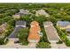 Aerial view of a home featuring a swimming pool in a neighborhood with mature trees and landscaping at 10117 Sweetleaf St, Orlando, FL 32827