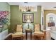 Cozy sitting area with decorative chairs, table and artwork at 1041 Cherry Valley Way, Orlando, FL 32828